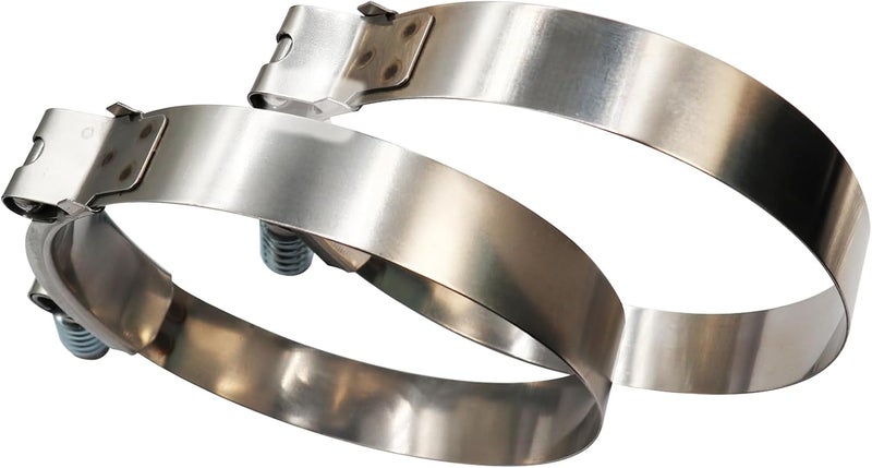 ROADFORMER 5" Heavy Duty T Bolt Hose Clamp Stainless Steel - Spring Loaded 133mm - 141mm for 5" I.D. Hose with 3mm - 6mm Wall Thickness, Auto-adjusting maintain Constant Clamping Force (133mm - 141mm, 2 Pack) - Image 3